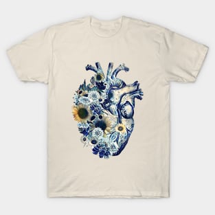 Human heart and big wave, blue color,lover of the waves and the sea, the sea in my heart, watercolor T-Shirt